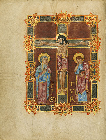 The Crucifixion  ca. 1000-1025 (attributed to Nivardus of Milan) (fl. 1000-1025) J. Paul Getty Museum  Los Angeles  CA  MS LUDWIG V 1 Fol. 2V